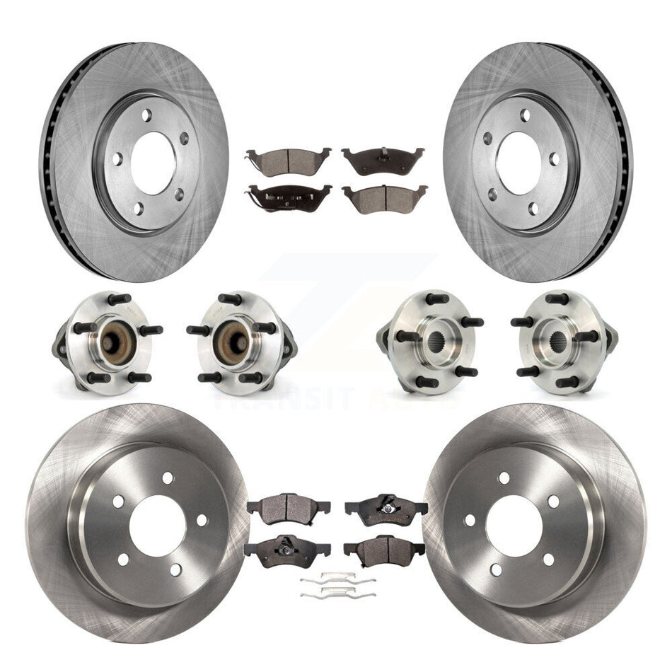 Front Rear Hub Bearings Assembly Disc Brake Rotors And Ceramic Pads Kit (10Pc) For Dodge Grand Caravan Chrysler Town & Country KBB-110192