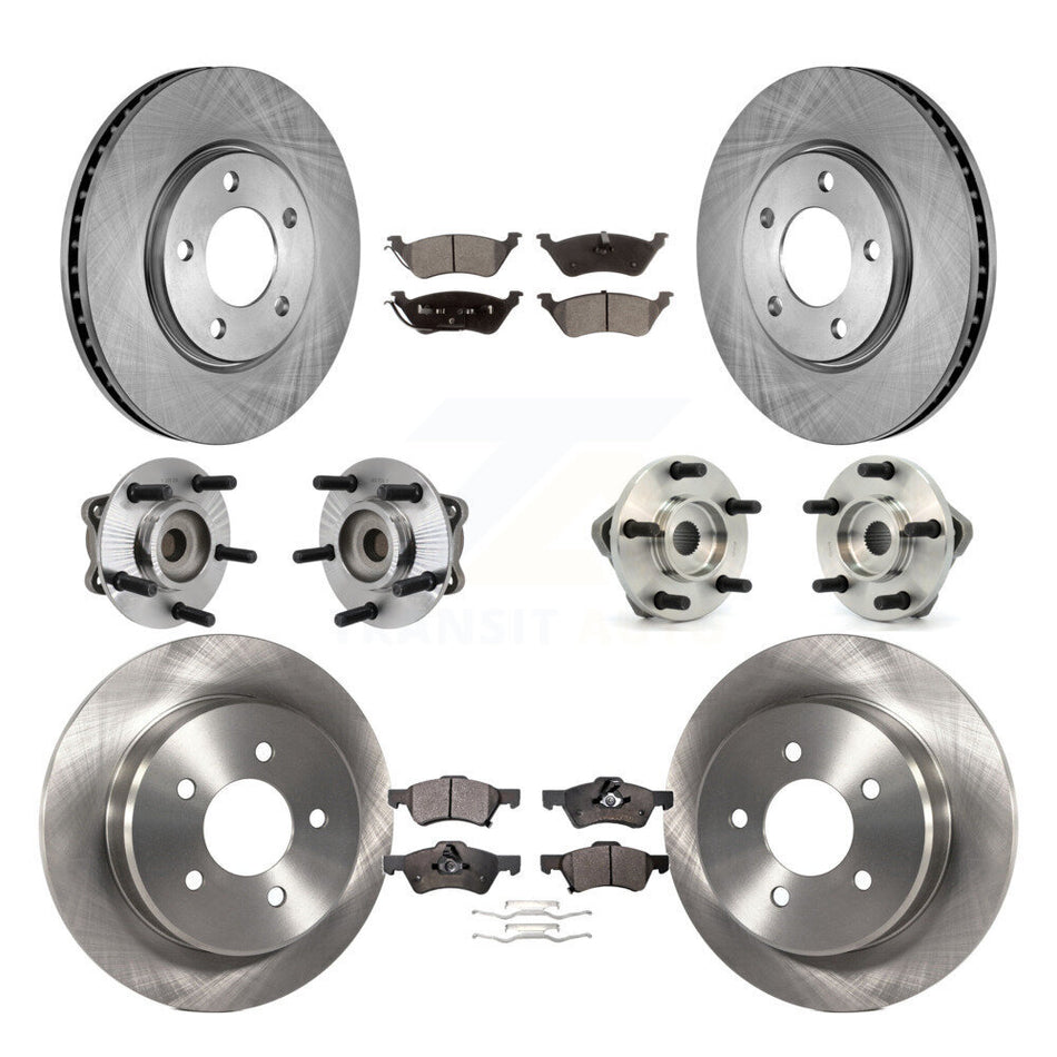Front Rear Hub Bearings Assembly Disc Brake Rotors And Ceramic Pads Kit (10Pc) For Dodge Grand Caravan Chrysler Town & Country KBB-110196