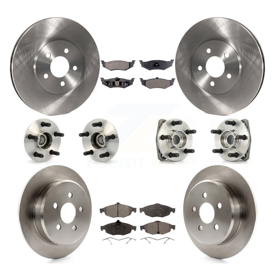 Front Rear Hub Bearings Assembly Disc Brake Rotors And Ceramic Pads Kit (10Pc) For Chrysler Sebring Dodge Stratus KBB-110203