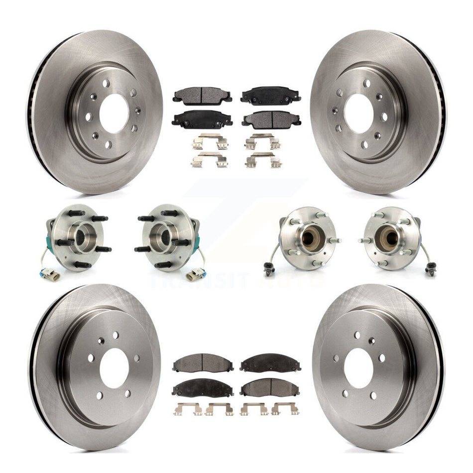 Front Rear Hub Bearings Assembly Disc Brake Rotors And Ceramic Pads Kit (10Pc) For Cadillac CTS With Sport Suspension KBB-110207