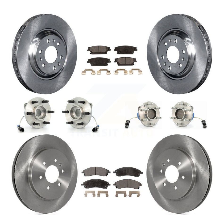 Front Rear Hub Bearings Assembly Disc Brake Rotors And Ceramic Pads Kit (10Pc) For Cadillac SRX RWD KBB-110219