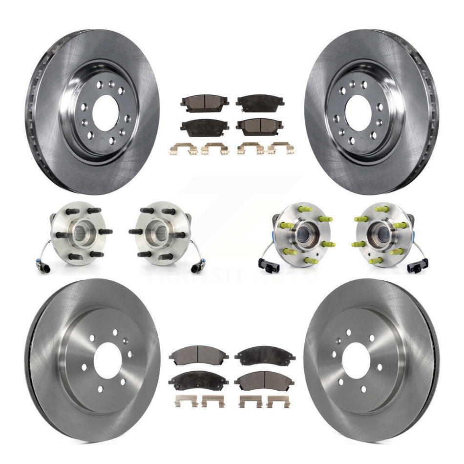 Front Rear Hub Bearings Assembly Disc Brake Rotors And Ceramic Pads Kit (10Pc) For Cadillac SRX AWD KBB-110220