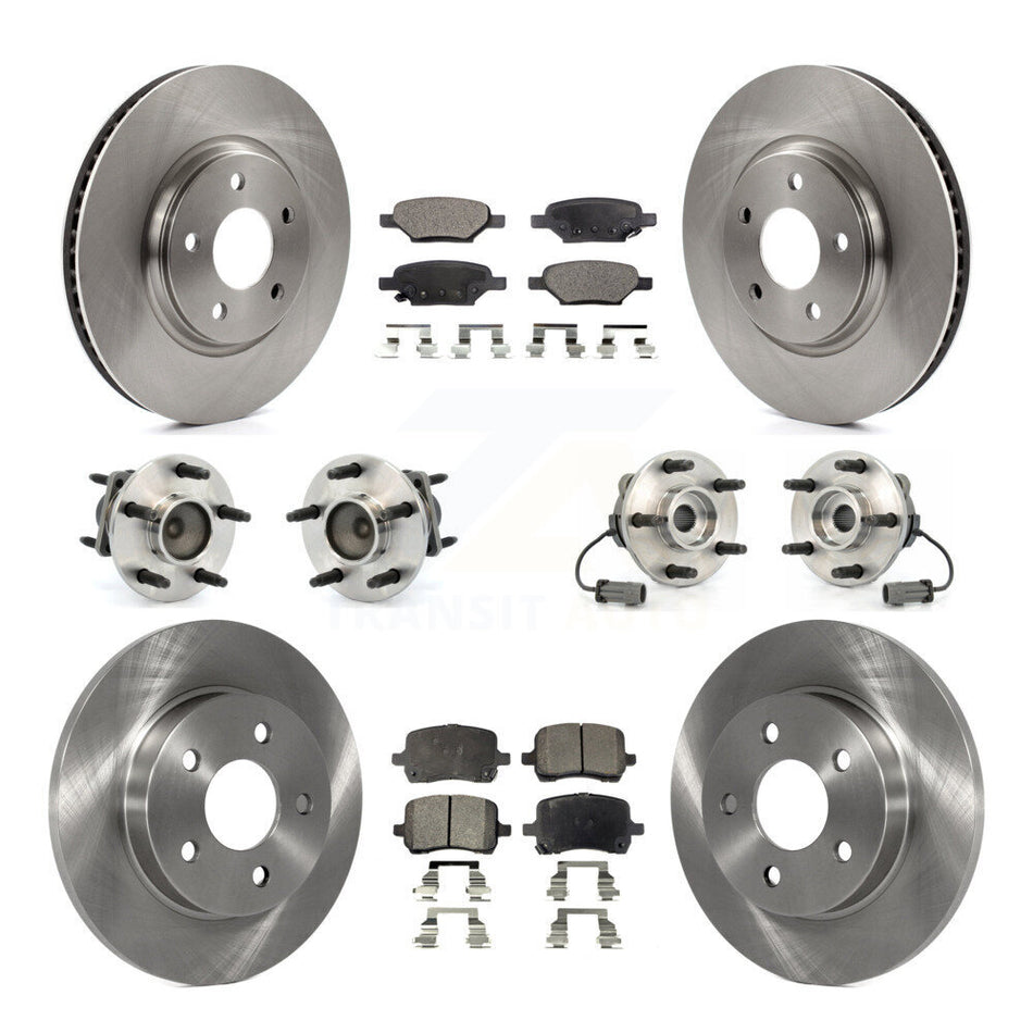 Front Rear Hub Bearings Assembly Disc Brake Rotors And Ceramic Pads Kit (10Pc) For Chevrolet Cobalt Saturn Ion With 5 Lug Wheels KBB-110226