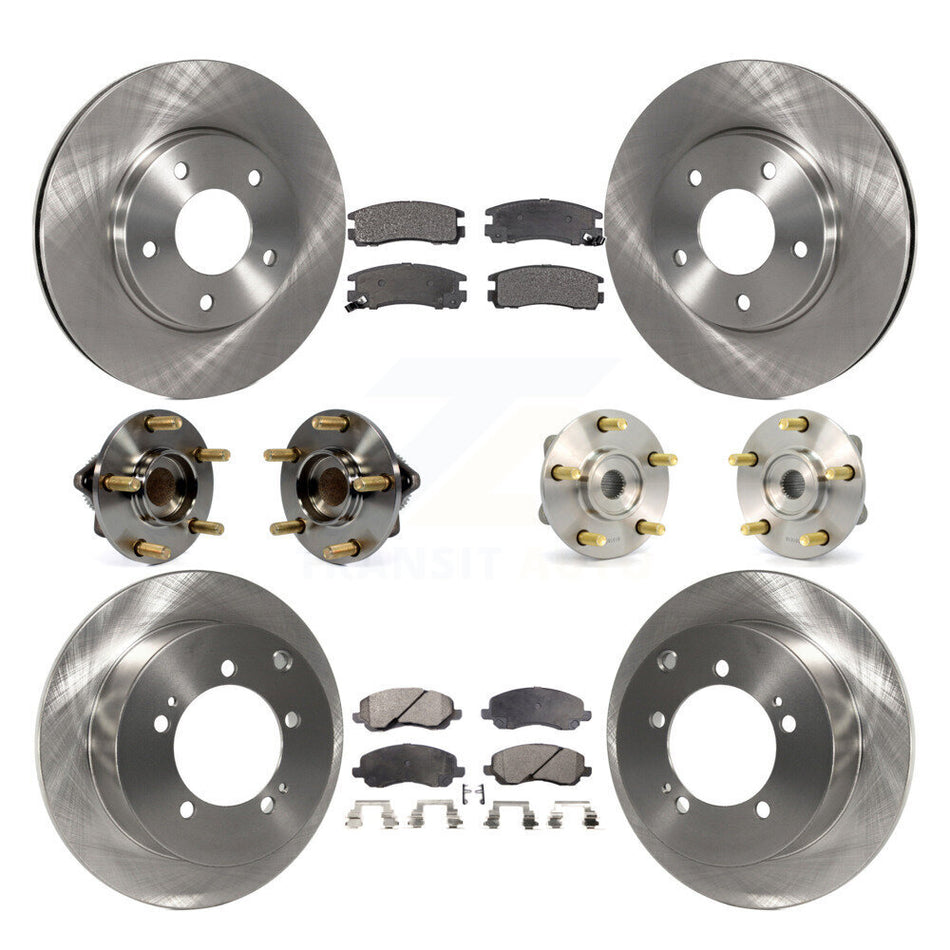 Front Rear Hub Bearings Assembly Disc Brake Rotors And Ceramic Pads Kit (10Pc) For 2005 Mitsubishi Eclipse rear brakes with 4-Wheel ABS KBB-110231