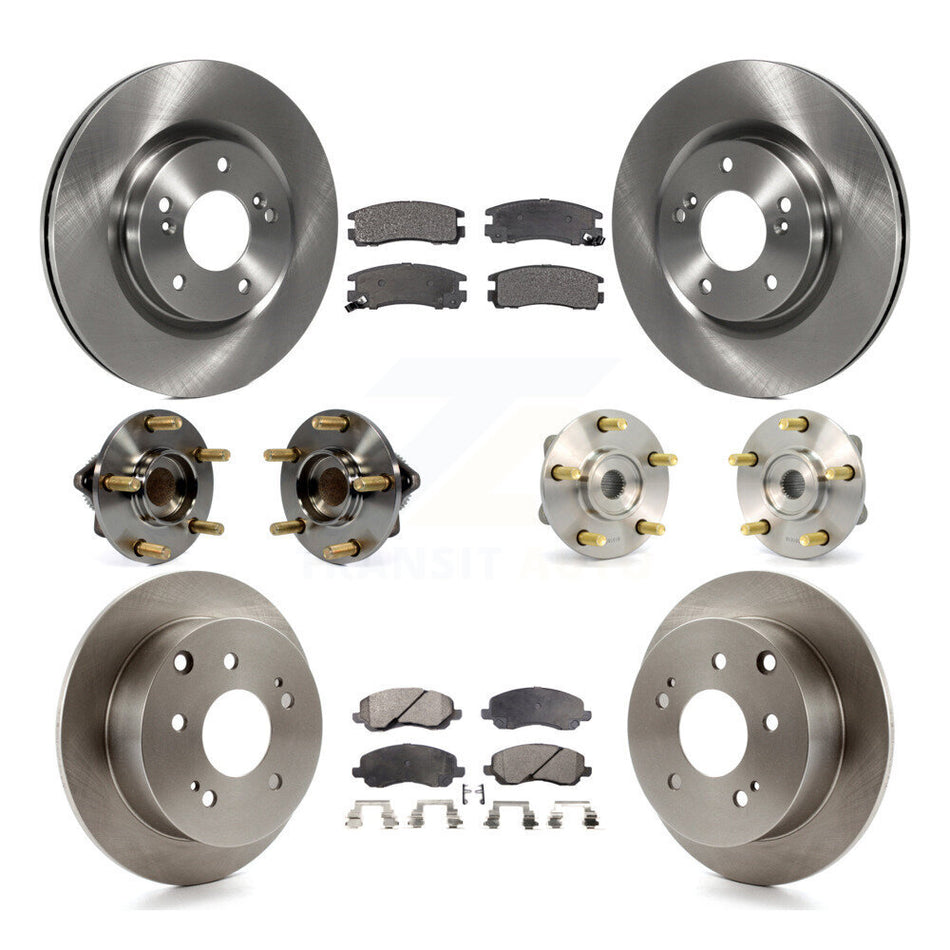 Front Rear Hub Bearings Assembly Disc Brake Rotors And Ceramic Pads Kit (10Pc) For 2006 Mitsubishi Eclipse 2.4L To 10 31 05 KBB-110233