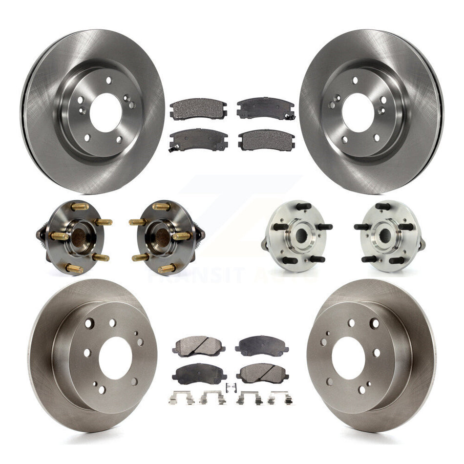 Front Rear Hub Bearings Assembly Disc Brake Rotors And Ceramic Pads Kit (10Pc) For Mitsubishi Galant Eclipse KBB-110235