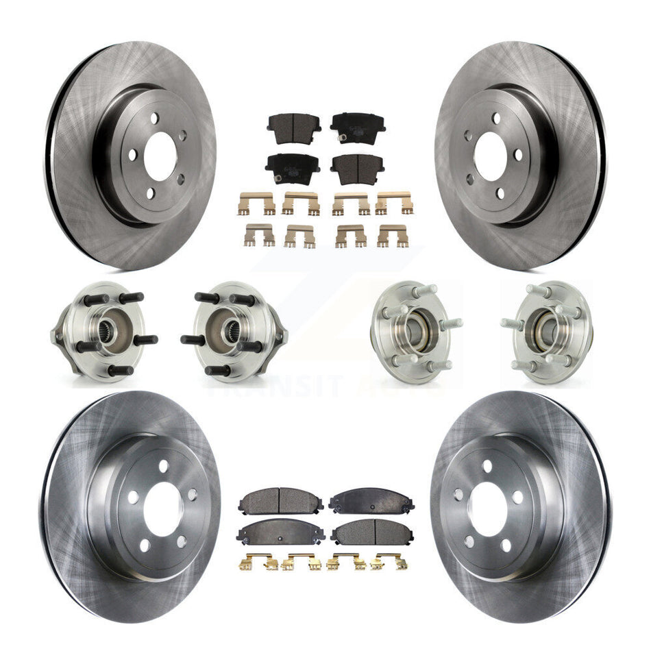 Front Rear Hub Bearings Assembly Disc Brake Rotors And Ceramic Pads Kit (10Pc) For Chrysler 300 Dodge Charger Magnum KBB-110253