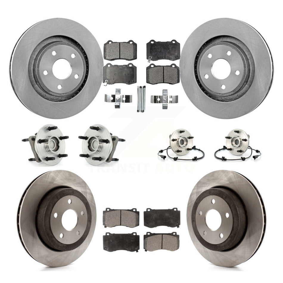 Front Rear Hub Bearings Assembly Disc Brake Rotors And Ceramic Pads Kit (10Pc) For 2006-2010 Jeep Grand Cherokee SRT8 KBB-110261