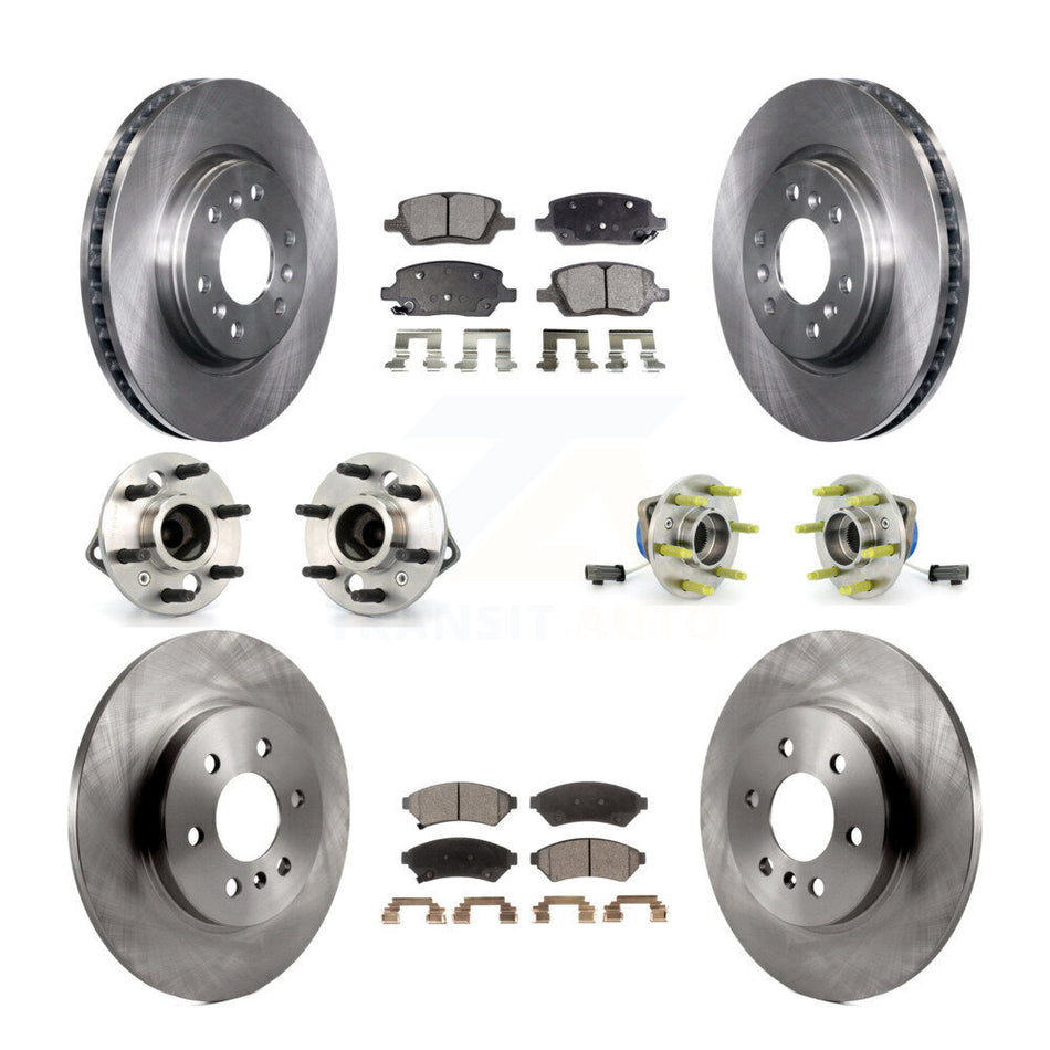 Front Rear Hub Bearings Assembly Disc Brake Rotors And Ceramic Pads Kit (10Pc) For Chevrolet Uplander Pontiac Montana Buick Terraza Saturn Relay 4 Hole Rectangular Flange KBB-110262