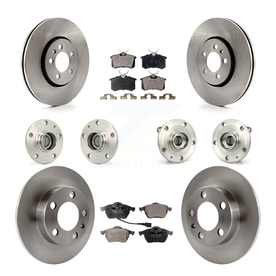 Front Rear Hub Bearings Assembly Disc Brake Rotors And Ceramic Pads Kit (10Pc) For 2006 Volkswagen Jetta 7th 8th Digit Of VIN Is "9M" Or "1J" With 288mm Diameter Rotor KBB-110270