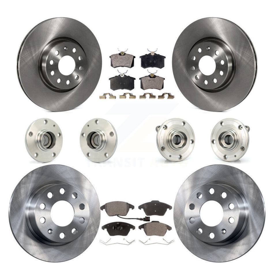 Front Rear Hub Bearings Assembly Disc Brake Rotors And Ceramic Pads Kit (10Pc) For Volkswagen Jetta Beetle KBB-110276