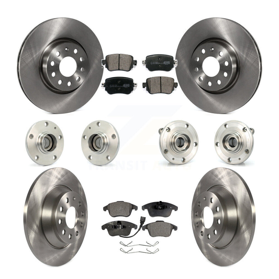 Front Rear Hub Bearings Assembly Disc Brake Rotors And Ceramic Pads Kit (10Pc) For 2016-2018 Audi Q3 KBB-110280