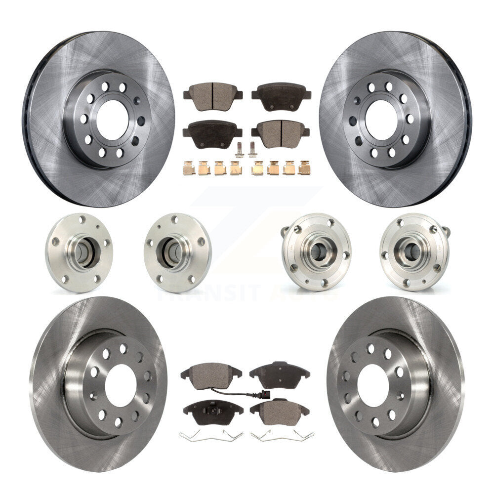 Front Rear Hub Bearing Disc Brake Rotor And Ceramic Pads Kit (10Pc) For Volkswagen Beetle KBB-110281