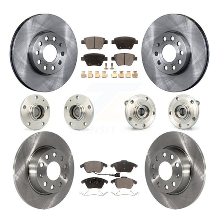 Front Rear Hub Bearing Disc Brake Rotor And Ceramic Pads Kit (10Pc) For Volkswagen Beetle KBB-110281