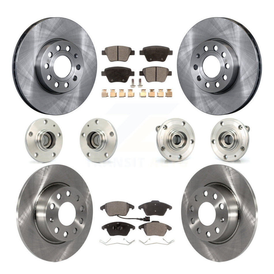 Front Rear Hub Bearing Disc Brake Rotor And Ceramic Pads Kit (10Pc) For Volkswagen Beetle KBB-110281