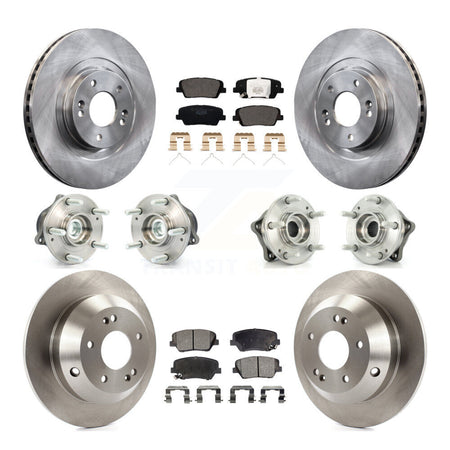 Front Rear Hub Bearing Disc Brake Rotor And Pads Kit (10Pc) For 2014-2015 Kia Sorento FWD KBB-110294