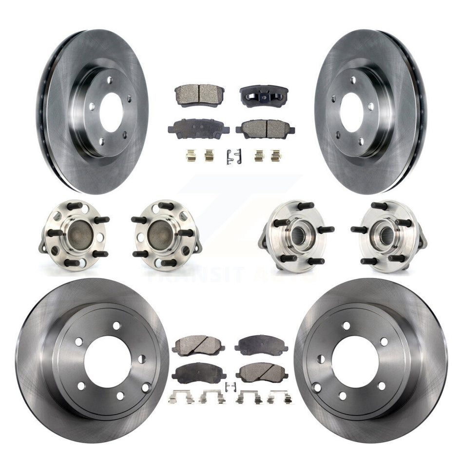 Front Rear Hub Bearings Assembly Disc Brake Rotors And Ceramic Pads Kit (10Pc) For Dodge Chrysler Avenger Sebring 200 Caliber KBB-110302