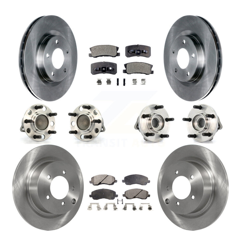 Front Rear Hub Bearings Assembly Disc Brake Rotors And Ceramic Pads Kit (10Pc) For Chrysler Dodge Avenger Sebring 200 With 302mm Diameter Rotor KBB-110303