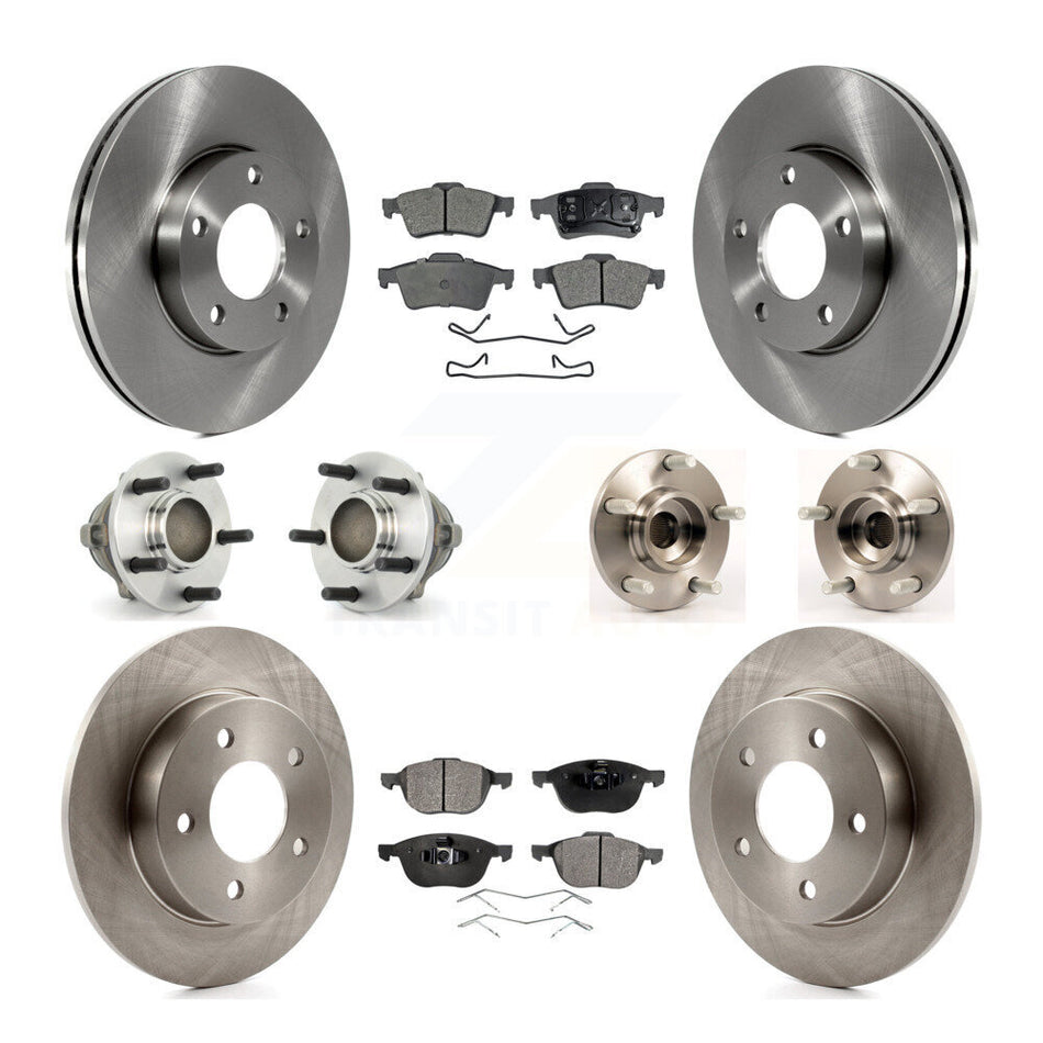 Front Rear Hub Bearings Assembly Disc Brake Rotors And Ceramic Pads Kit (10Pc) For Mazda 3 2.0L with 4-Wheel ABS KBB-110322