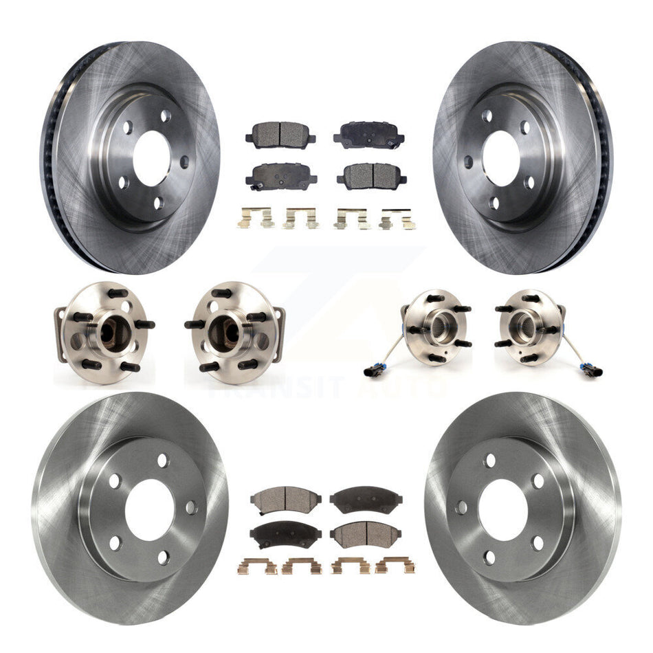 Front Rear Hub Bearings Assembly Disc Brake Rotors And Ceramic Pads Kit (10Pc) For Pontiac Grand Prix Buick LaCrosse Allure KBB-110325