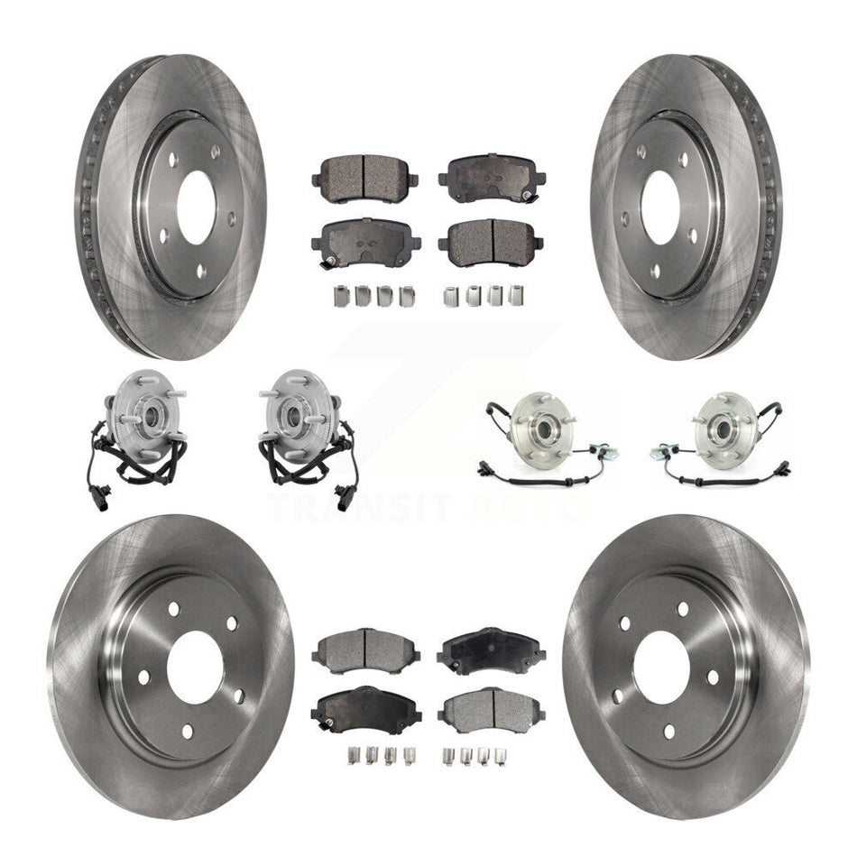 Front Rear Hub Bearings Assembly Disc Brake Rotors And Ceramic Pads Kit (10Pc) For Chrysler Town & Country Dodge Grand Caravan Volkswagen Routan KBB-110331