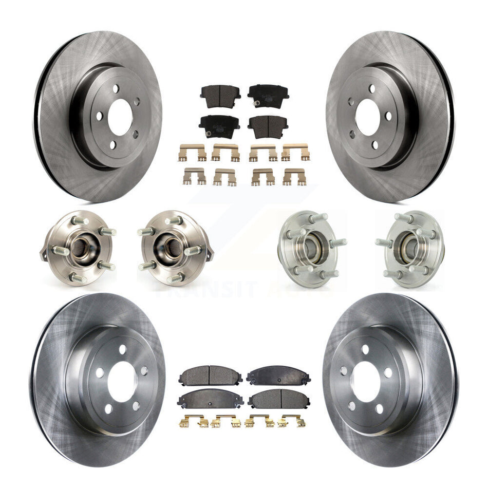 Front Rear Hub Bearings Assembly Disc Brake Rotors And Ceramic Pads Kit (10Pc) For Dodge Chrysler 300 Charger Challenger KBB-110337
