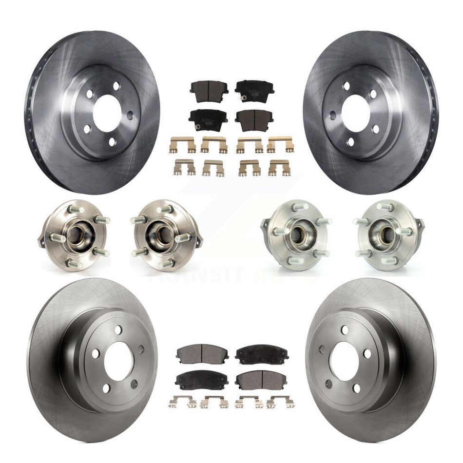 Front Rear Hub Bearings Assembly Disc Brake Rotors And Ceramic Pads Kit (10Pc) For Dodge Charger Chrysler 300 AWD with 2.7L KBB-110340