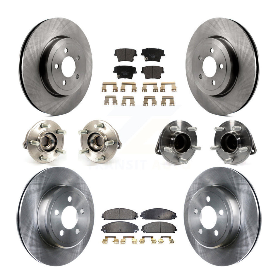 Front Rear Hub Bearings Assembly Disc Brake Rotors And Ceramic Pads Kit (10Pc) For Dodge Chrysler 300 Charger Challenger KBB-110344