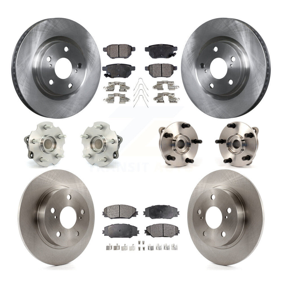 Front Rear Hub Bearings Assembly Disc Brake Rotors And Ceramic Pads Kit (10Pc) For 2011-2016 Scion tC Automatic transmission KBB-110349