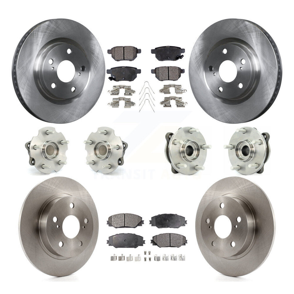 Front Rear Hub Bearings Assembly Disc Brake Rotors And Ceramic Pads Kit (10Pc) For 2011-2016 Scion tC Manual transmission KBB-110352