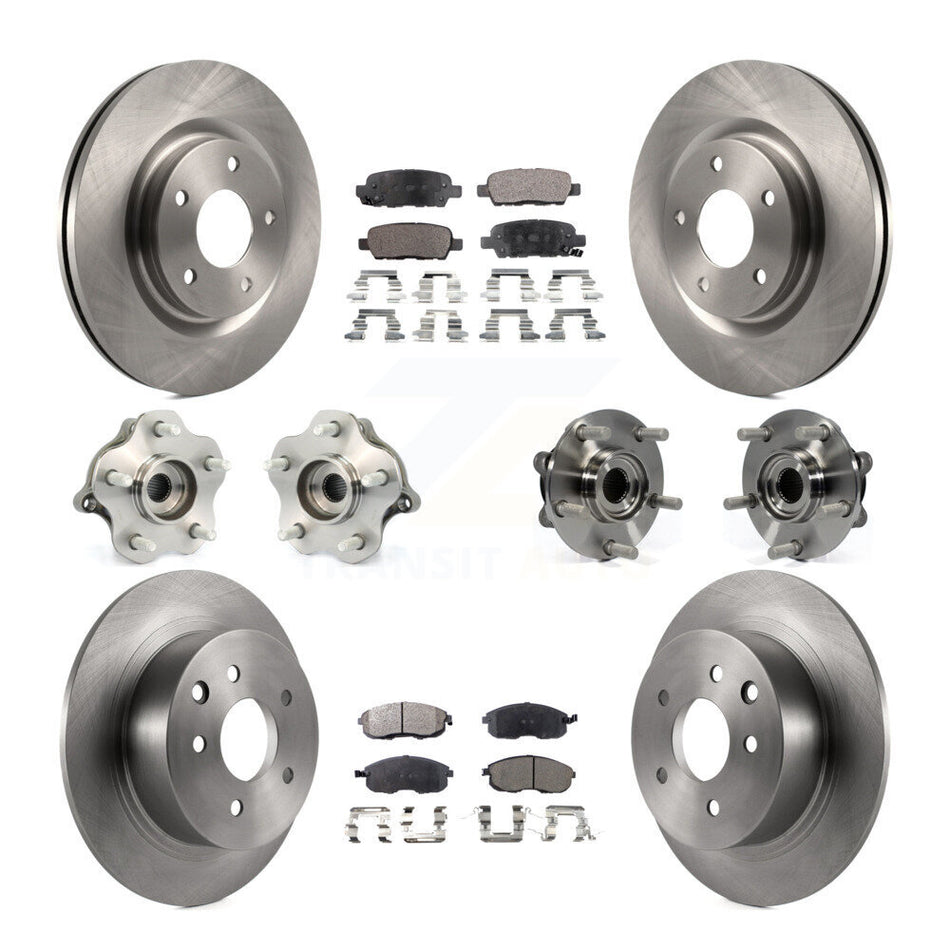 Front Rear Hub Bearings Assembly Disc Brake Rotors And Ceramic Pads Kit (10Pc) For Nissan Juke KBB-110356