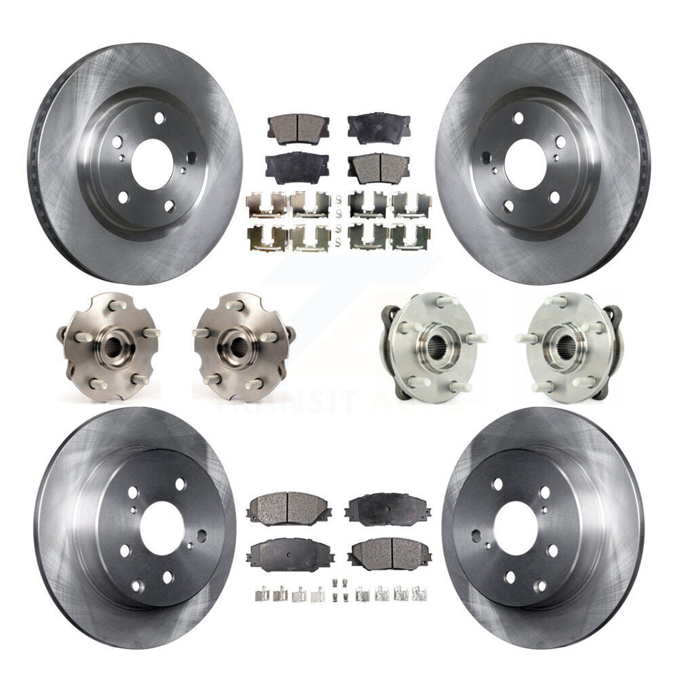 Front Rear Hub Bearings Assembly Disc Brake Rotors And Ceramic Pads Kit (10Pc) For Toyota RAV4 KBB-110359