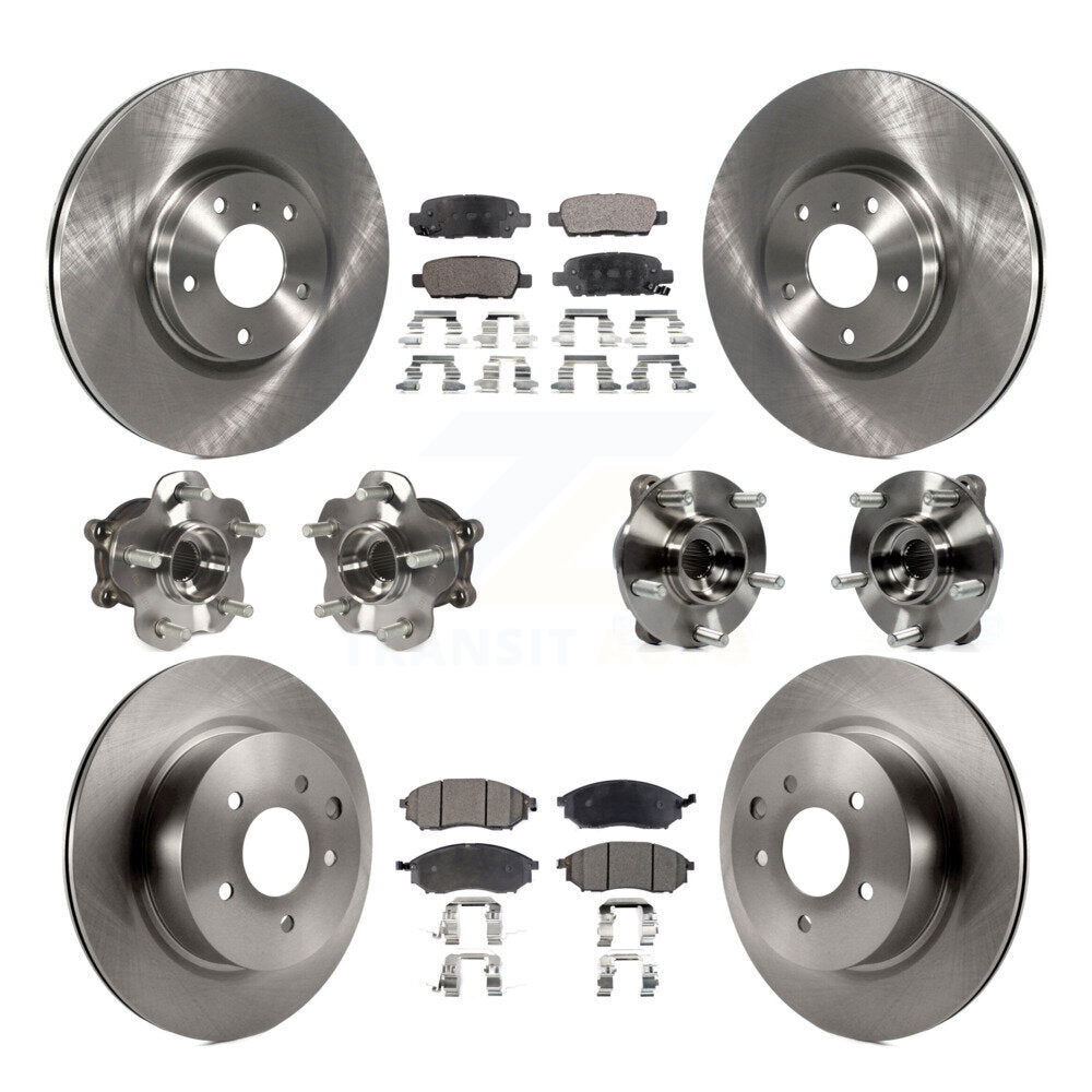 Front Rear Hub Bearing Brake Rotor Pad Kit (10Pc) For INFINITI G37 EX35 QX50 EX37 G25 M35 KBB-110373