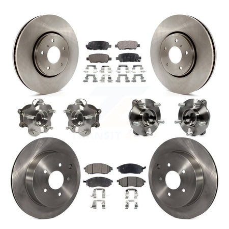 Front Rear Hub Bearings Disc Brake Rotors And Pads Kit (10Pc) For INFINITI FX35 FX37 AWD KBB-110374