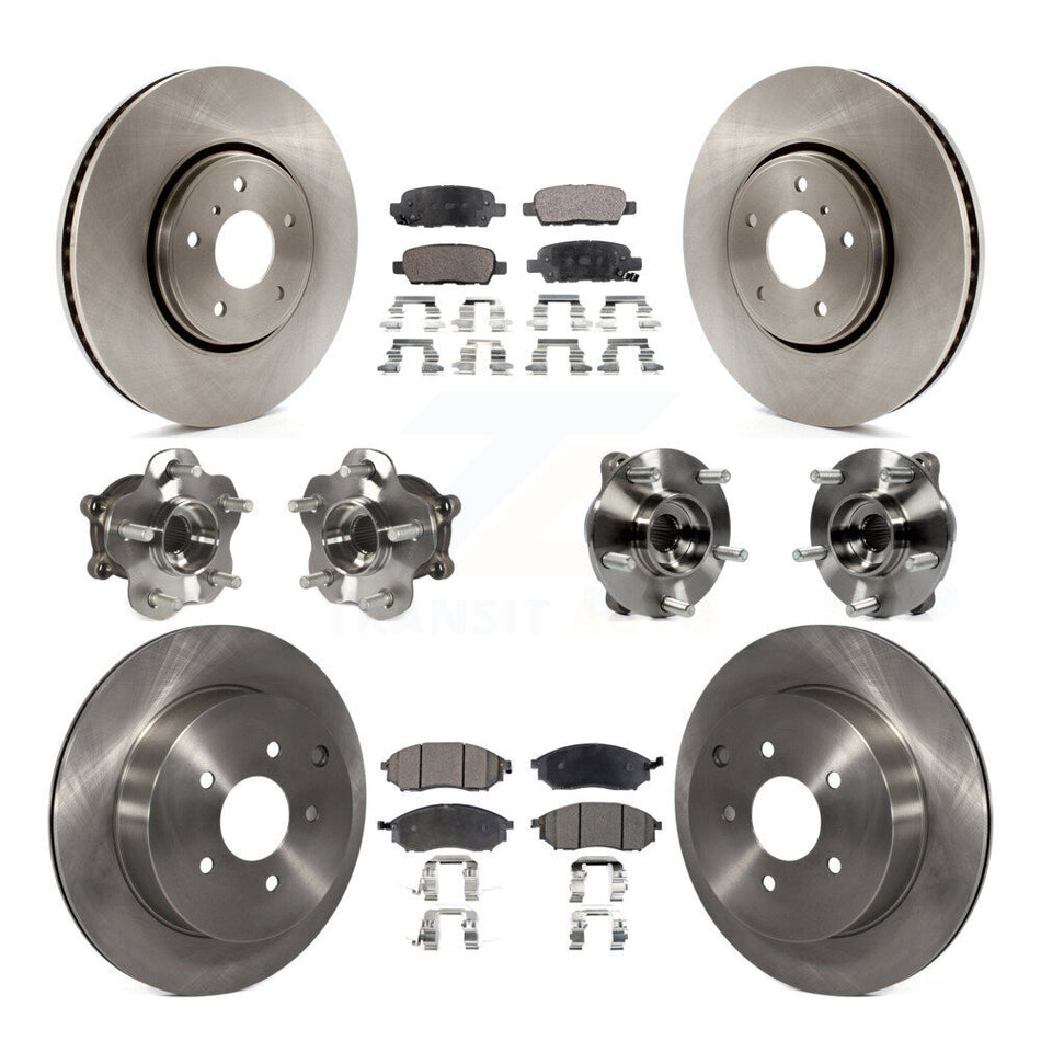 Front Rear Hub Bearings Disc Brake Rotors And Pads Kit (10Pc) For INFINITI FX35 FX37 AWD KBB-110374