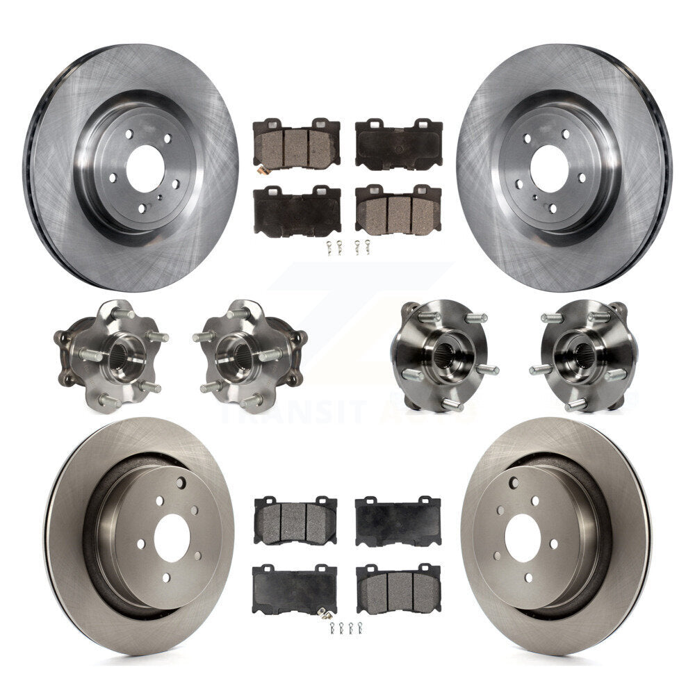 Front Rear Hub Bearings Disc Brake Rotors And Ceramic Pads Kit (10Pc) For INFINITI FX50 KBB-110377
