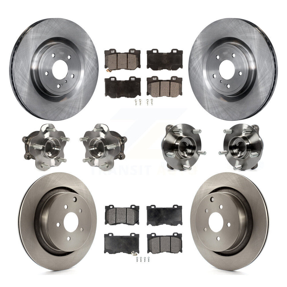 Front Rear Hub Bearings Disc Brake Rotors And Ceramic Pads Kit (10Pc) For INFINITI FX50 KBB-110377