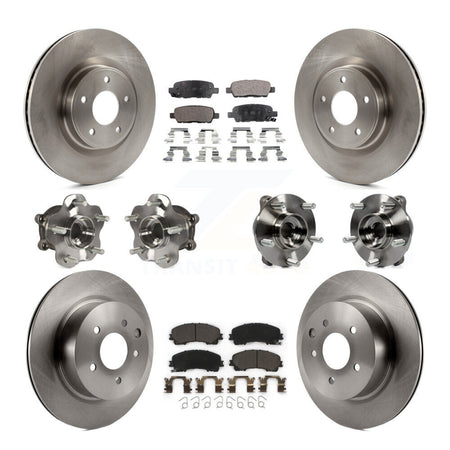 Front Rear Hub Bearing Disc Brake Rotor & Pads Kit (10Pc) For 2016-2017 INFINITI QX50 AWD KBB-110379