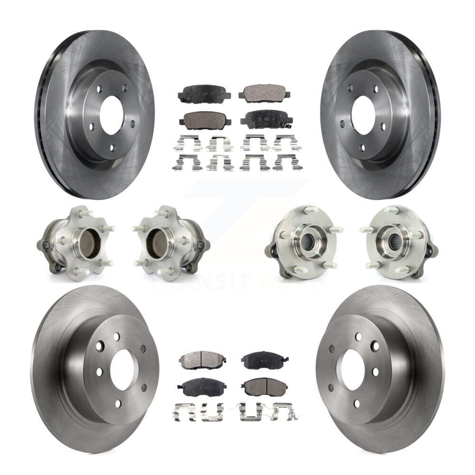 Front Rear Hub Bearings Assembly Disc Brake Rotors And Ceramic Pads Kit (10Pc) For Nissan Altima KBB-110383