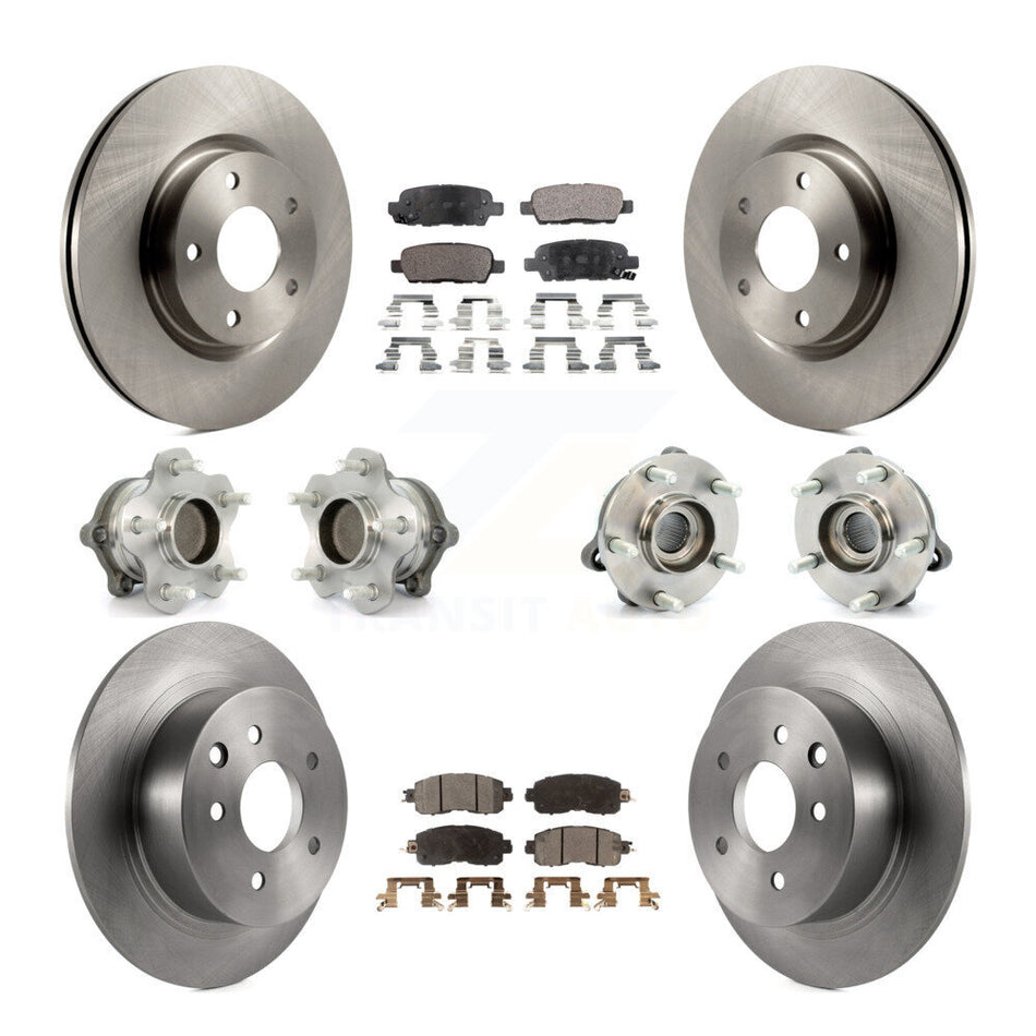 Front Rear Hub Bearings Assembly Disc Brake Rotors And Ceramic Pads Kit (10Pc) For Nissan Altima KBB-110389
