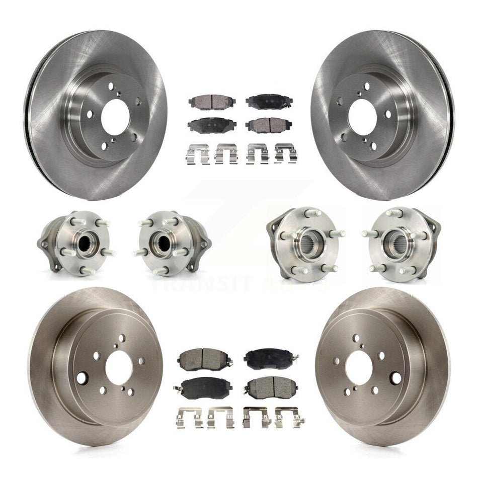 Front Rear Hub Bearings Assembly Disc Brake Rotors And Ceramic Pads Kit (10Pc) For 2011 Subaru Impreza Outback Sport 2.5i Premium KBB-110392