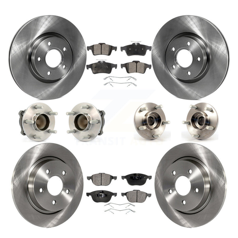 Front Rear Hub Bearings Assembly Disc Brake Rotors And Ceramic Pads Kit (10Pc) For Volvo S40 C70 C30 V50 KBB-110408