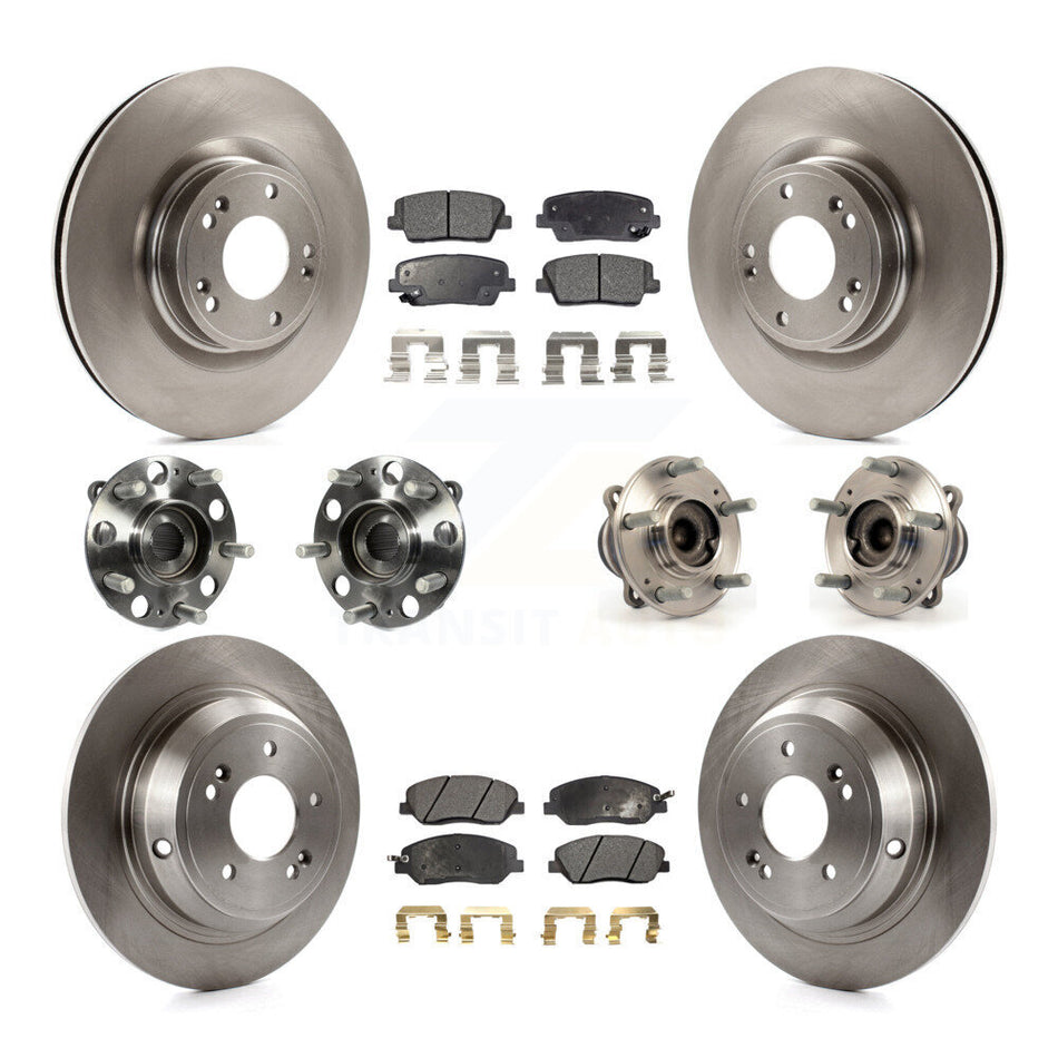 Front Rear Hub Bearings Assembly Disc Brake Rotors And Ceramic Pads Kit (10Pc) For Hyundai Genesis 3.8L KBB-110413