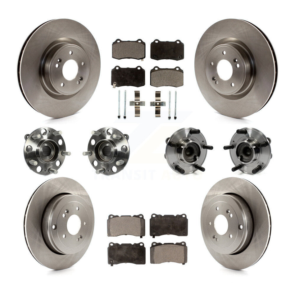 Front Rear Hub Bearings Assembly Disc Brake Rotors And Ceramic Pads Kit (10Pc) For Hyundai Genesis Coupe KBB-110418