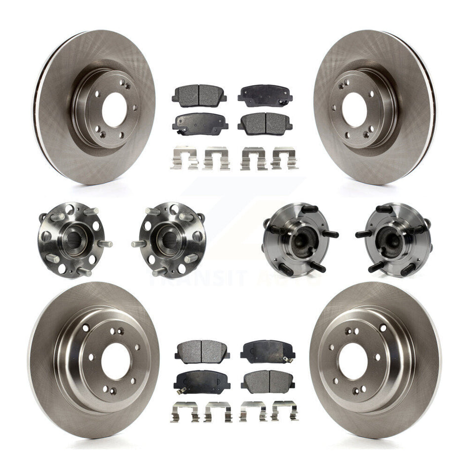 Front Rear Hub Bearings Assembly Disc Brake Rotors And Ceramic Pads Kit (10Pc) For Hyundai Genesis Coupe KBB-110419