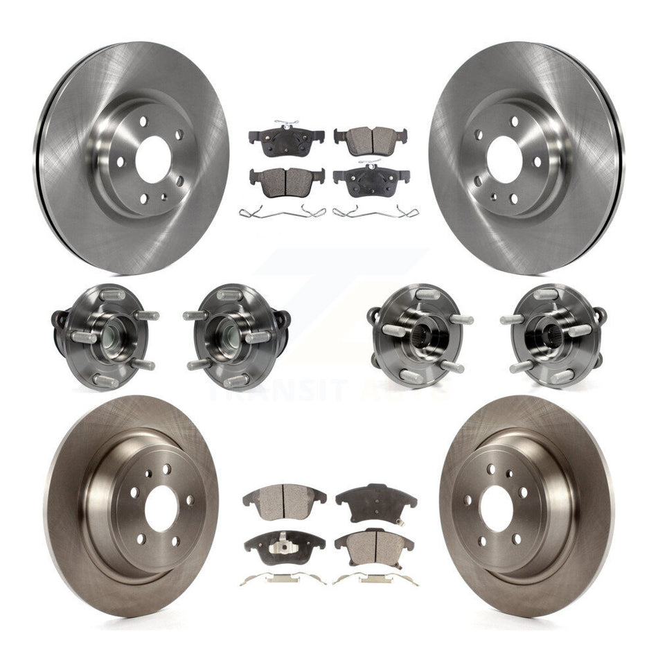 Front Rear Hub Bearings Disc Brake Rotors And Pads Kit (10Pc) For Ford Fusion Lincoln MKZ KBB-110430