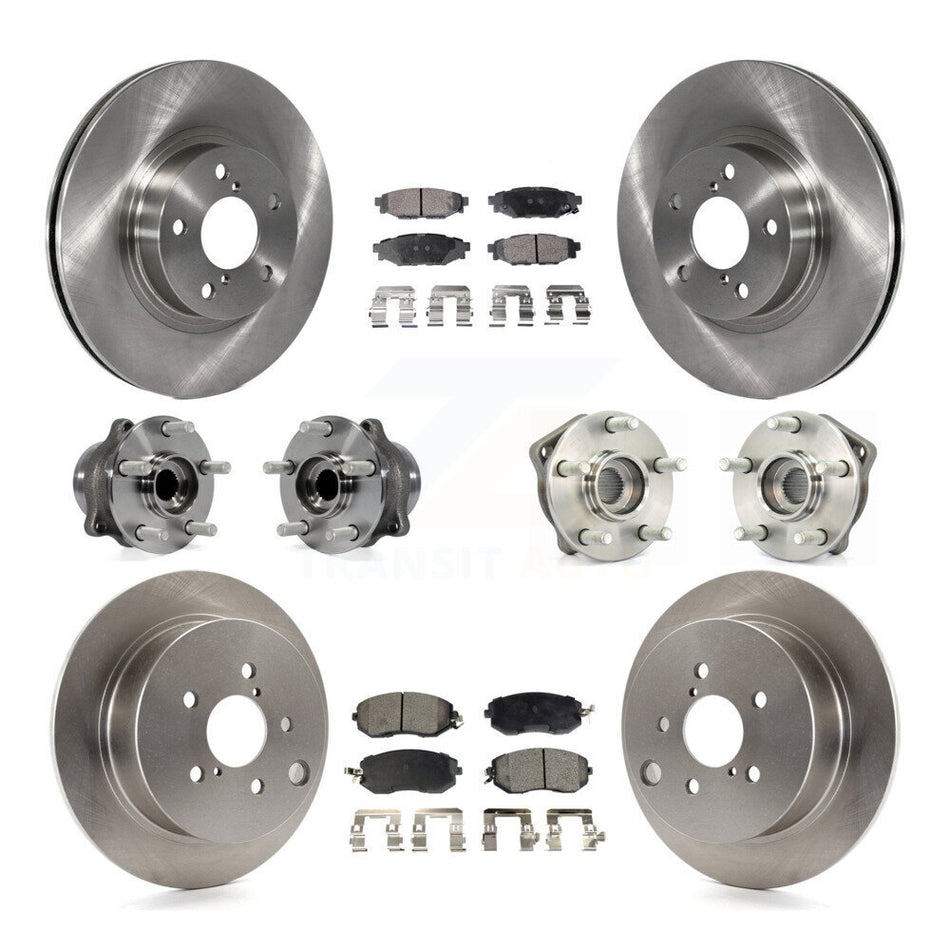 Front Rear Hub Bearings Assembly Disc Brake Rotors And Ceramic Pads Kit (10Pc) For 2012-2013 Subaru Impreza Limited Base Premium KBB-110436
