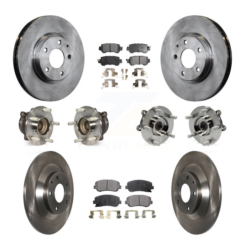 Front Rear Hub Bearings Assembly Disc Brake Rotors And Ceramic Pads Kit (10Pc) For Mazda CX-5 FWD KBB-110439