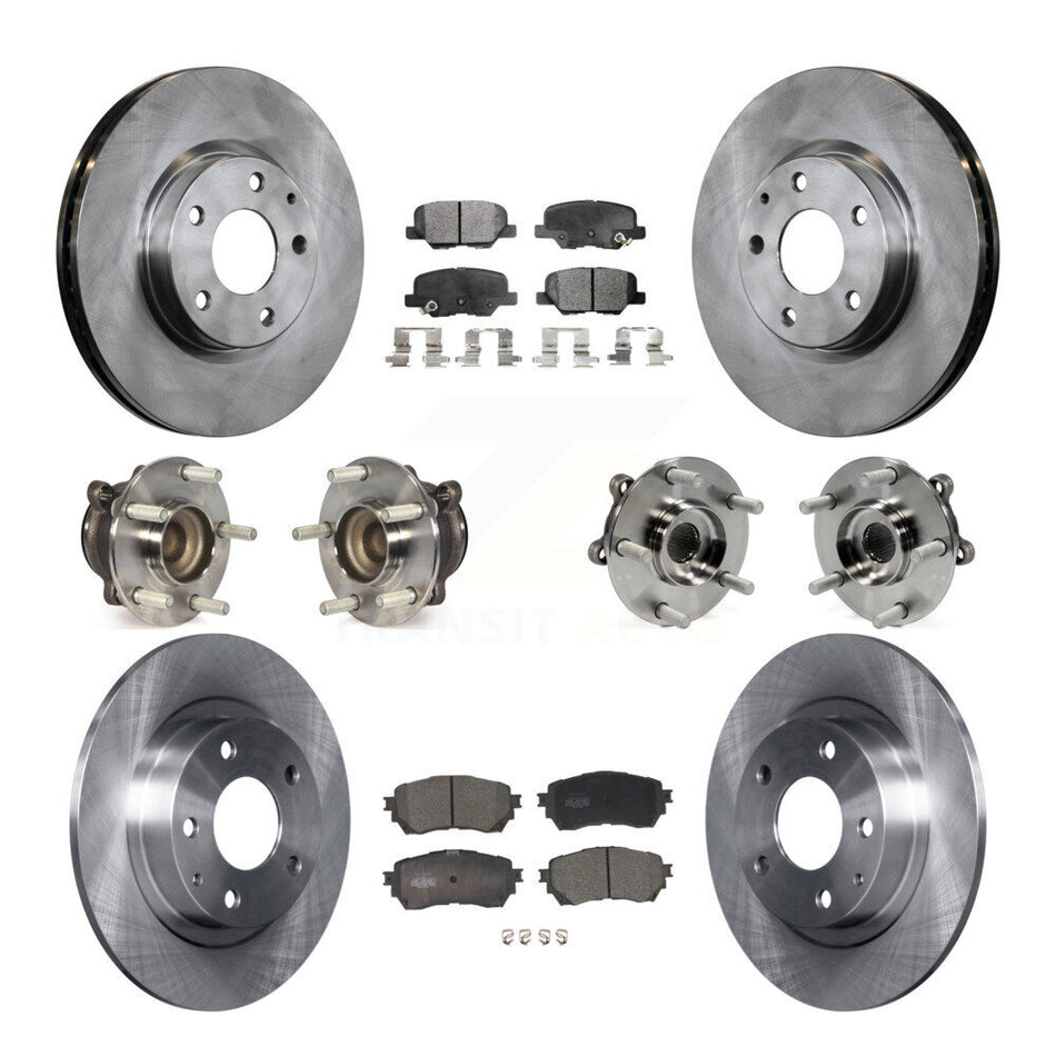 Front Rear Hub Bearings Assembly Disc Brake Rotors And Ceramic Pads Kit (10Pc) For Mazda 6 KBB-110440