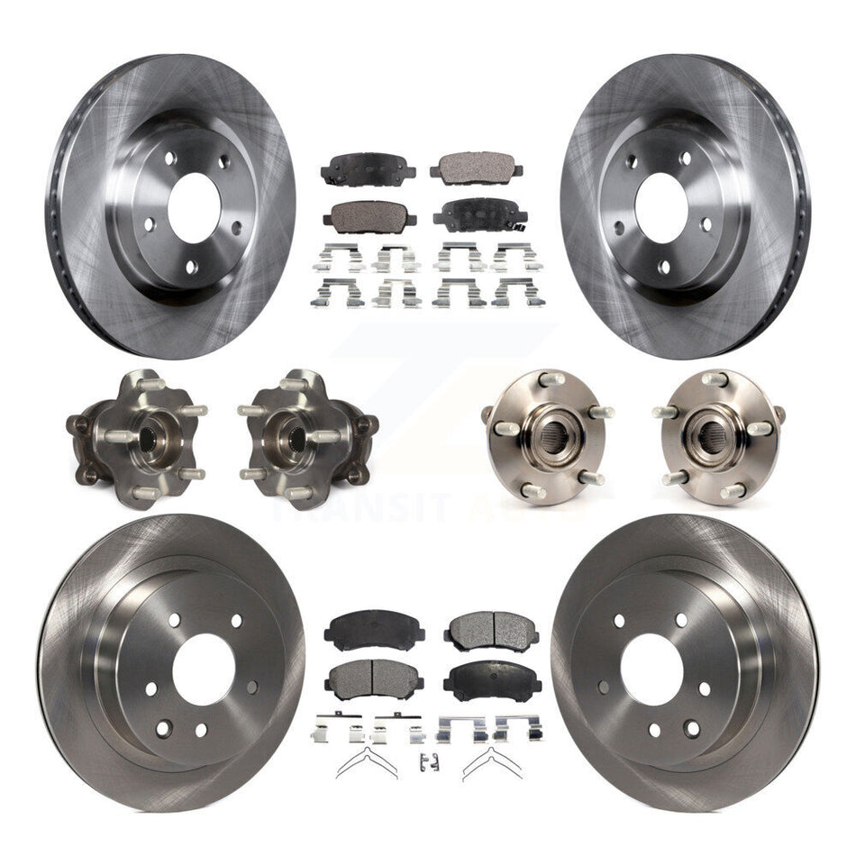 Front Rear Hub Bearings Assembly Disc Brake Rotors And Ceramic Pads Kit (10Pc) For 2014-2015 Nissan Rogue Select AWD KBB-110448